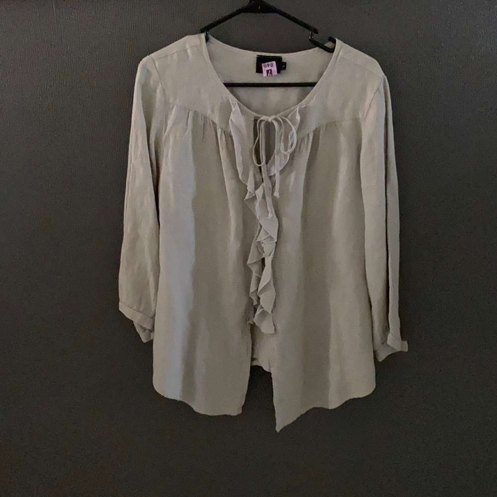 Large Boutique Brand Taupe Linen top